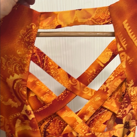 Spago Vintage Orange Patterned Maxi Dress Size 16-18 …. - Picture 4 of 9